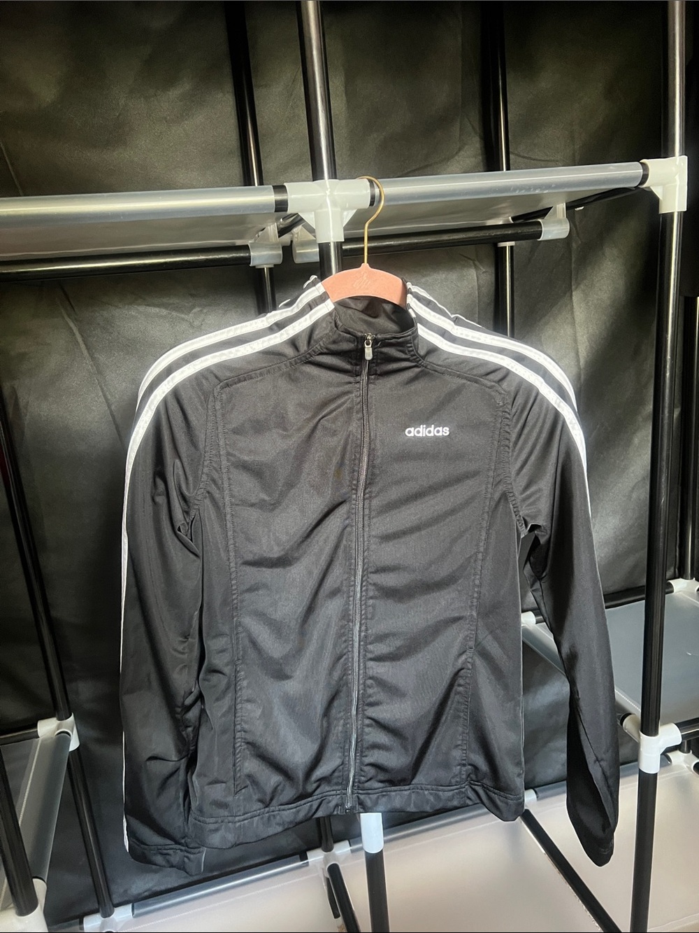 adidas Black Track Jacket with White 3-Stripes